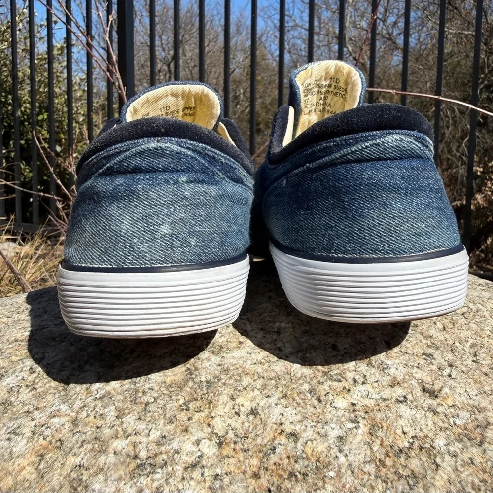 POLO RALPH LAUREN Men's Blue Faxon Classic Low-Top Denim Sneakers Chambray 11 D